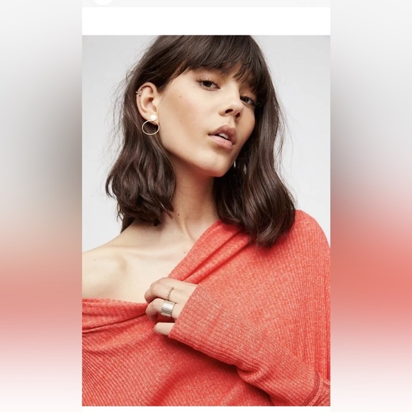 ❤️NWOT- Free People We The Free Londontown Thermal Top Shirt coral Cherry SZ M❤️ - Picture 6 of 12